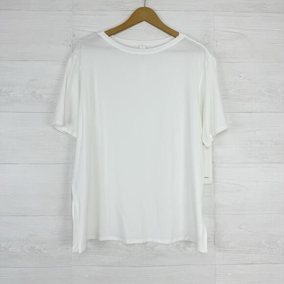NWT Lululemon Relaxed Fit Boatneck T Shirt Sz 10 White Pima Cotton Short Sleeve - Picture 15 of 16